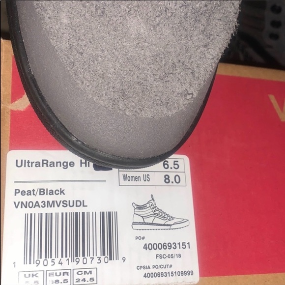 💟VANS ULTRARANGE HIGHT TOP PEAT/BLACK HAIRY SUEDE/CANVAS BRAND NEW - Picture 4 of 16